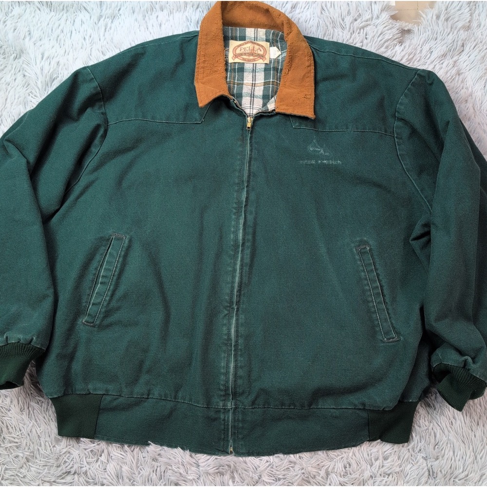 Vintage Pella Jacket Mens 3X Green Canvas Hunter Insulated Barn Chore Pockets